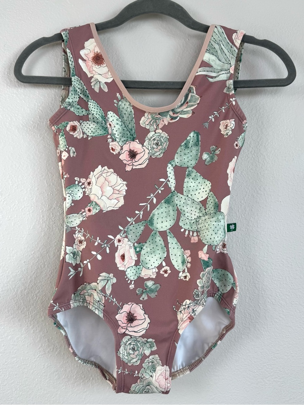 Luckyleo dancewear leotard One Piece Open Back Sz S Dusk Rose cactus Floral Boho